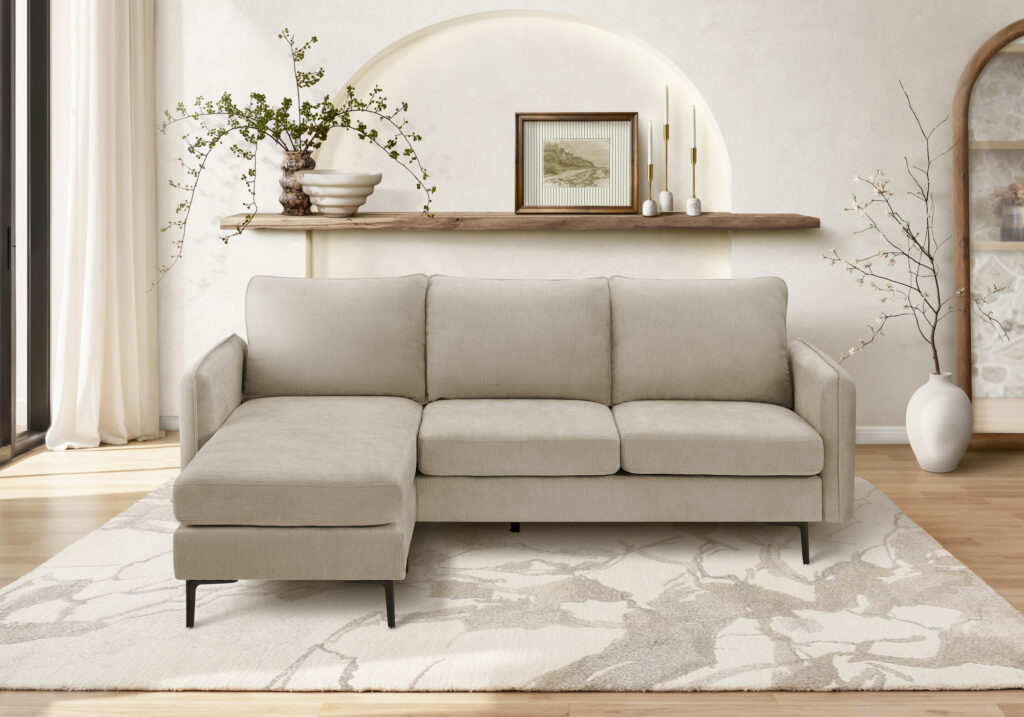 Beige fabric sofa lounger