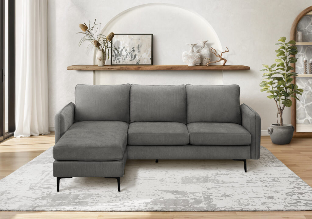 Grey fabric sofa lounger