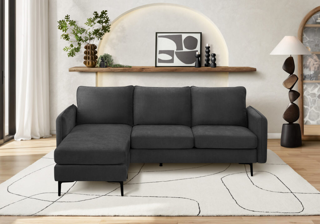 Black fabric sofa lounger