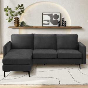 Black fabric sofa lounger