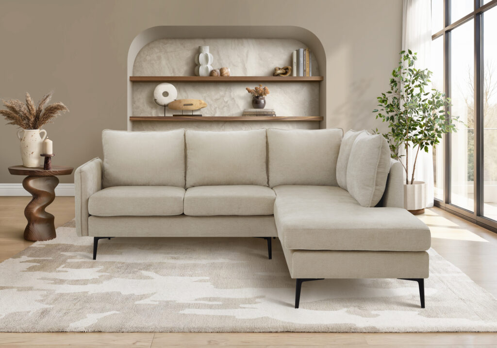 Beige fabric sofa sectional