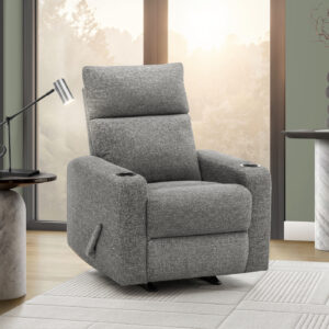 Grey rocker cupholders reclining chair