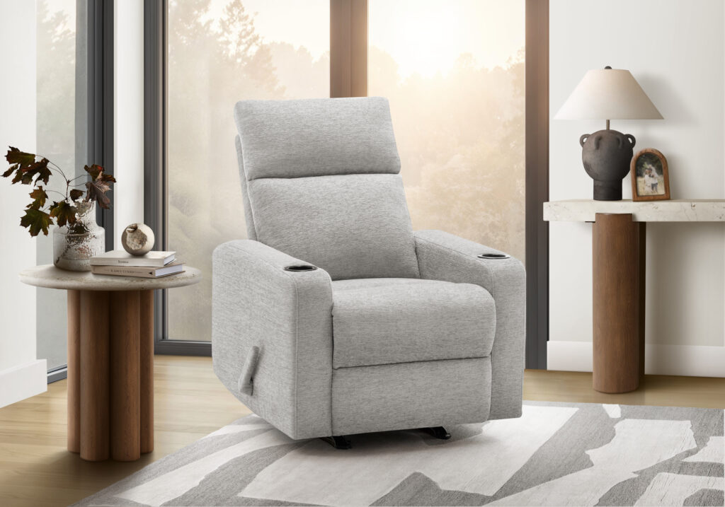 Grey rocker cupholders aotansi reclining chair