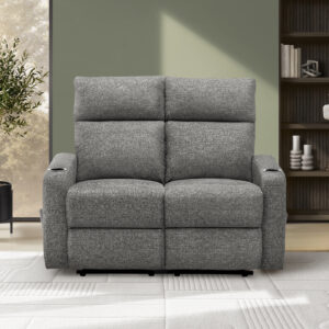 Grey cupholders reclining love seat