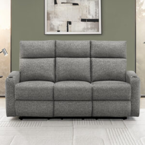 Grey fabric cupholders reclining sofa