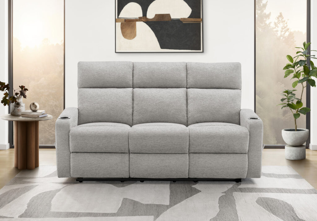 Grey fabric cupholders aotansi reclining sofa
