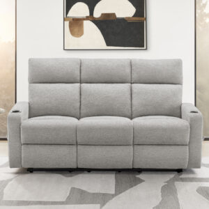 Grey fabric cupholders aotansi reclining sofa