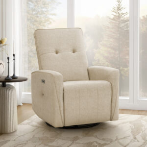 Beige power swivel glider breeze reclining chair