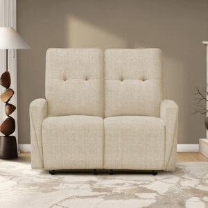 Beige fabric power breeze reclining love seat