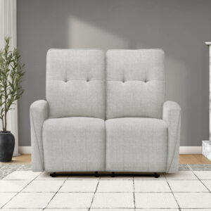 Grey fabric power breeze reclining love seat