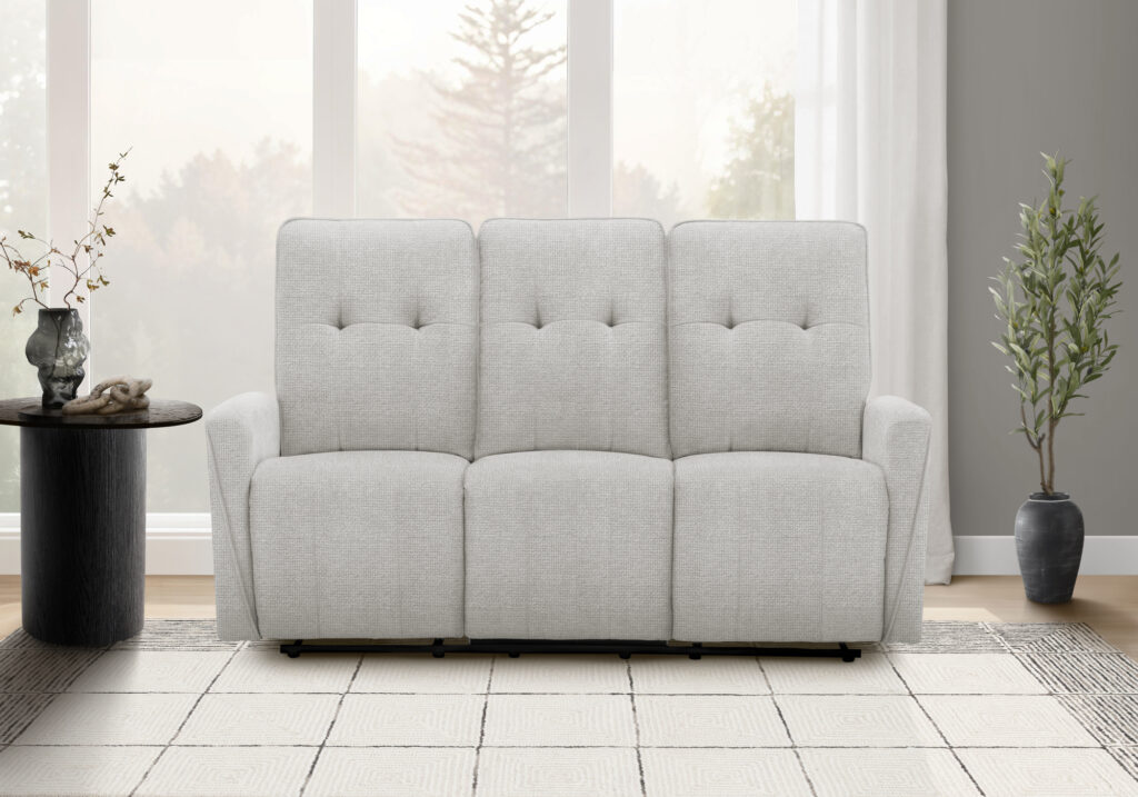 Grey fabric power breeze reclining sofa