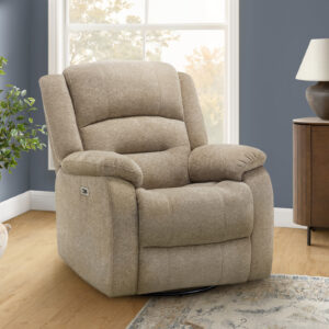 Beige power swivel glider reclining chair
