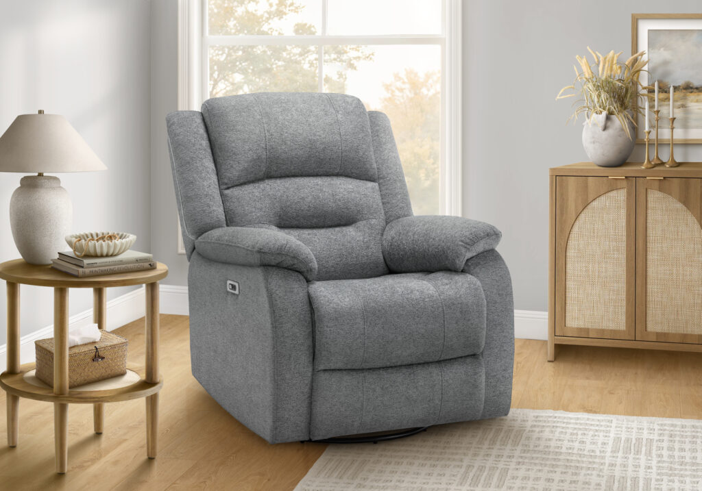 Blue power swivel glider reclining chair
