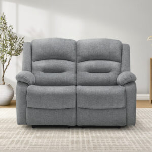 Blue fabric power sky reclining love seat