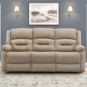Beige fabric power sky reclining sofa