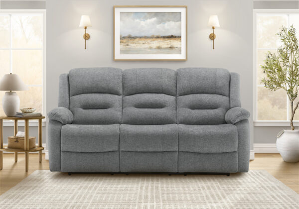 Blue fabric power sky reclining sofa