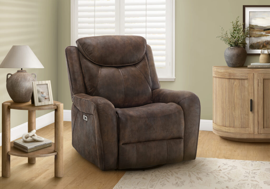 Brown PU power swivel glider tjb-061 reclining chair