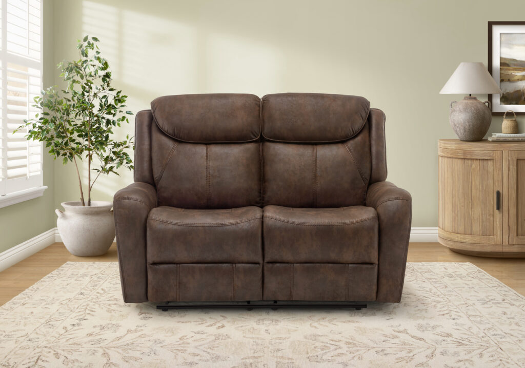 Brown PU power reclining love seat