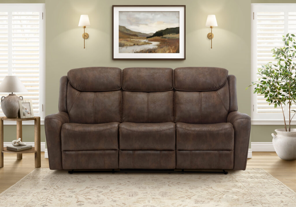 Brown PU power reclining sofa