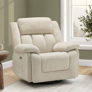 Beige power swivel glider city reclining chair