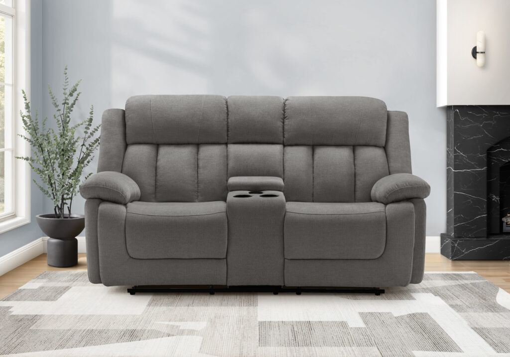 Grey power console city reclining love seat
