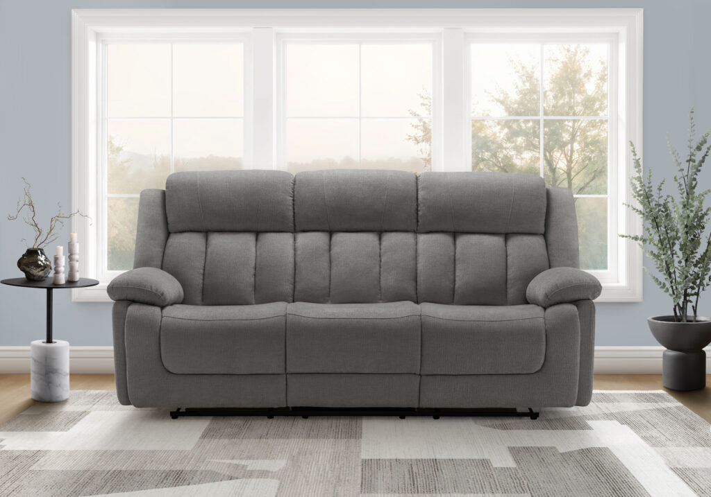 Grey fabric power city reclining sofa