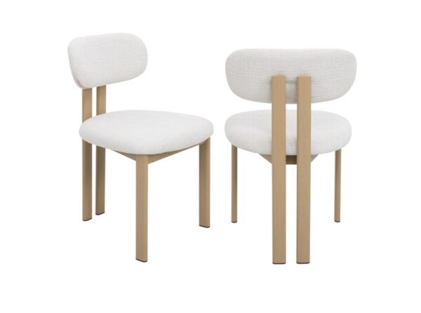 Oak and ivory dining chair, set of 2