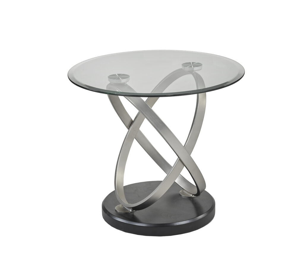 Silver and black end table