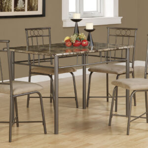 Espresso marble metal 5-piece bronze dining set