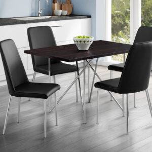 Dining Table, 48" Rectangular, Small, Kitchen, Dining Room, Brown Laminate, Chrome Metal, Contemporary, Modern