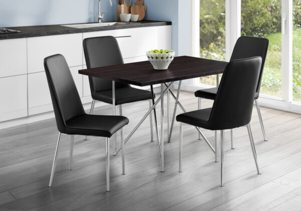 Dining Table, 48″ Rectangular, Small, Kitchen, Dining Room, Brown Laminate, Chrome Metal, Contemporary, Modern