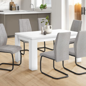 Dining Table, 60" Rectangular, Kitchen, Dining Room, White Laminate, Contemporary, Modern