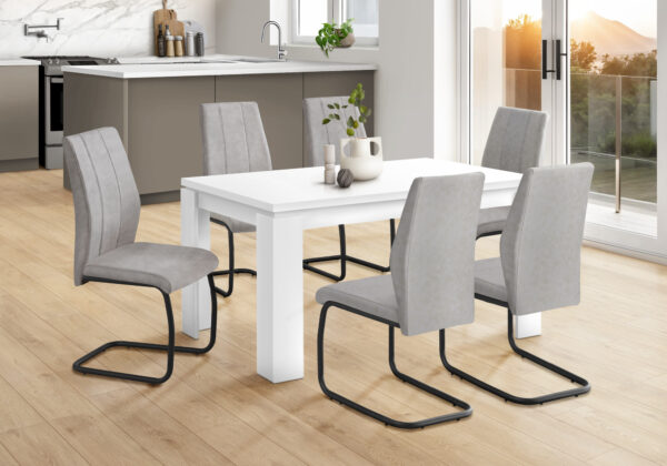 Dining Table, 60″ Rectangular, Kitchen, Dining Room, White Laminate, Contemporary, Modern