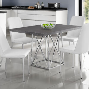 Dining Table, 48" Rectangular, Small, Kitchen, Dining Room, Grey Laminate, Chrome Metal, Contemporary, Modern