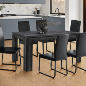 Dining Table, 60" Rectangular, Kitchen, Dining Room, Black Laminate, Contemporary, Modern
