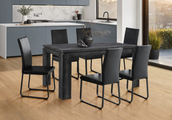 Dining Table, 60″ Rectangular, Kitchen, Dining Room, Black Laminate, Contemporary, Modern