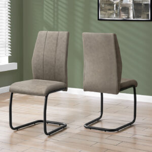 Dining Chair, Set Of 2, Side, Upholstered, Kitchen, Dining Room, 39" Height, Brown Fabric, Black Metal, Contemporary, Modern