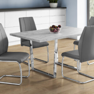 Dining Table, 60" Rectangular, Kitchen, Dining Room, Grey Laminate, Chrome Metal, Contemporary, Modern