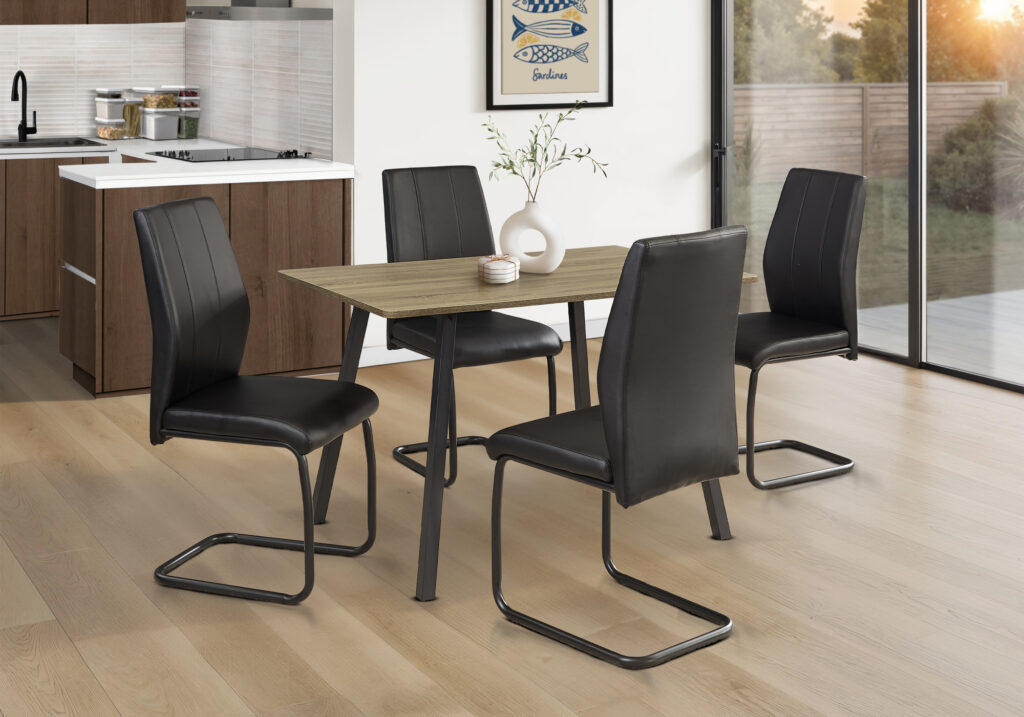 Dark taupe black metal dining table