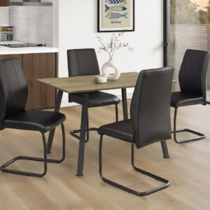 Dark taupe black metal dining table