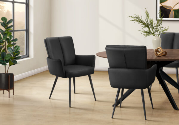 Black black metal 2-piece leather-look dining chair