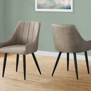 Dining Chair, Set Of 2, Side, Upholstered, Kitchen, Dining Room, Brown Fabric, Black Metal, Contemporary, Modern