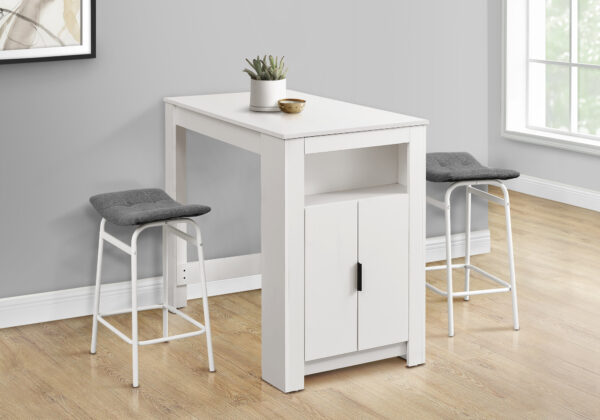 Dining Table, 48″ Rectangular, Counter Height, Kitchen, Small, Storage, White Laminate, Contemporary, Modern