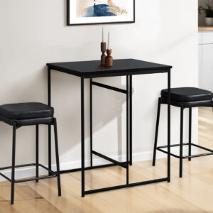 Dining Table, 32" Rectangular, Counter Height, Small, Laminate Top, Kitchen, Black Laminate, Black Metal, Contemporary, Modern