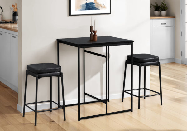 Dining Table, 32″ Rectangular, Counter Height, Small, Laminate Top, Kitchen, Black Laminate, Black Metal, Contemporary, Modern