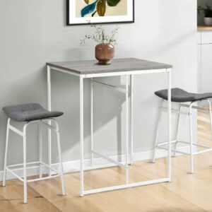 Dining Table, 32" Rectangular, Counter Height, Small, Laminate Top, Kitchen, Grey Laminate, White Metal, Contemporary, Modern