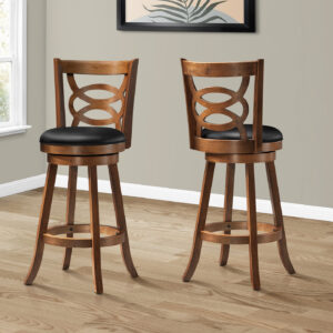 Dark oak 2-piece swivel bar height barstool