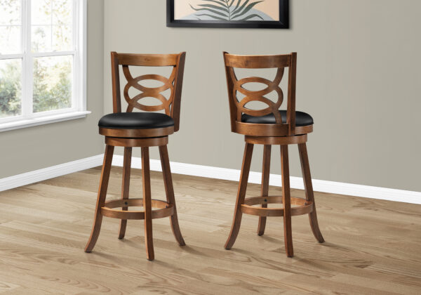 Dark oak 2-piece swivel bar height barstool