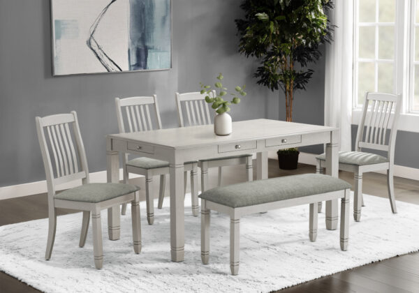 Antique grey veneer dining table