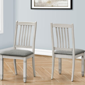 Dining Chair, 38" Height, Set Of 2, Side, Upholstered, Kitchen, Dining Room, Antique Grey, Grey Fabric, Transitional